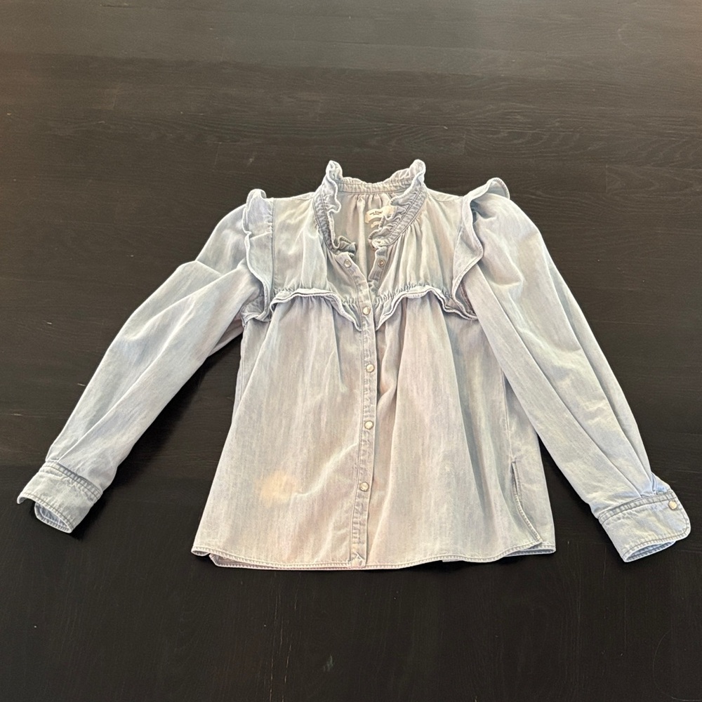 Isabel Marant Étoile Women's Ruffled Button-Up Blouse - Light Blue